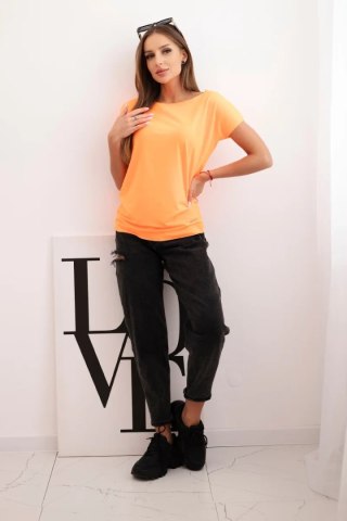 Bluzka damska z krótkim rękawem basic pomarańczowy neon