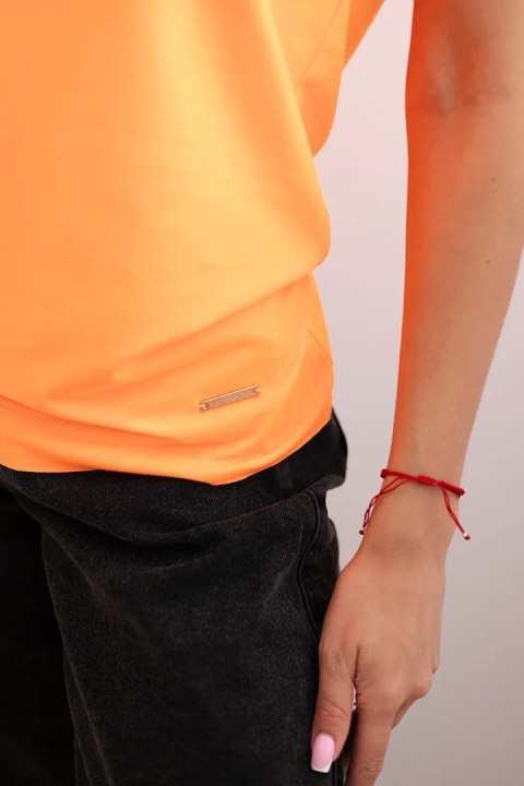 Bluzka damska z krótkim rękawem basic pomarańczowy neon