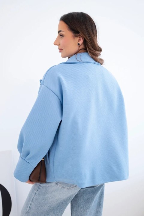 Kurtka damska krótka dwurzędowa z kołnierzem niebieska