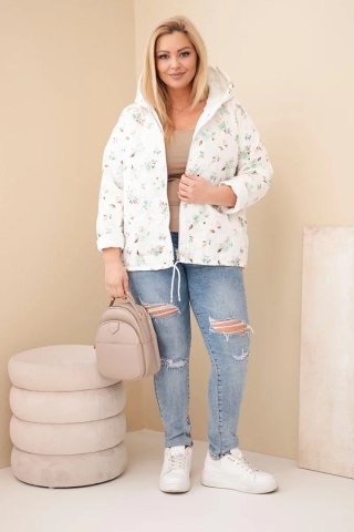 Kurtka damska wiosenna Plus Size w drobnym wzorem w kwiaty miętowa