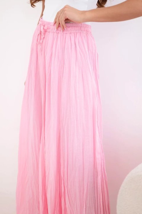 Spódnica damska maxi bawełniana z gumką w pasie cukierkowy róż