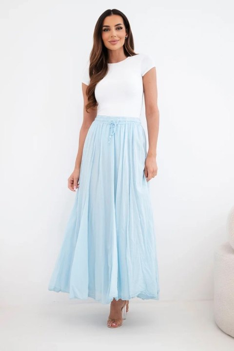 Spódnica damska maxi bawełniana z gumką w pasie niebieska