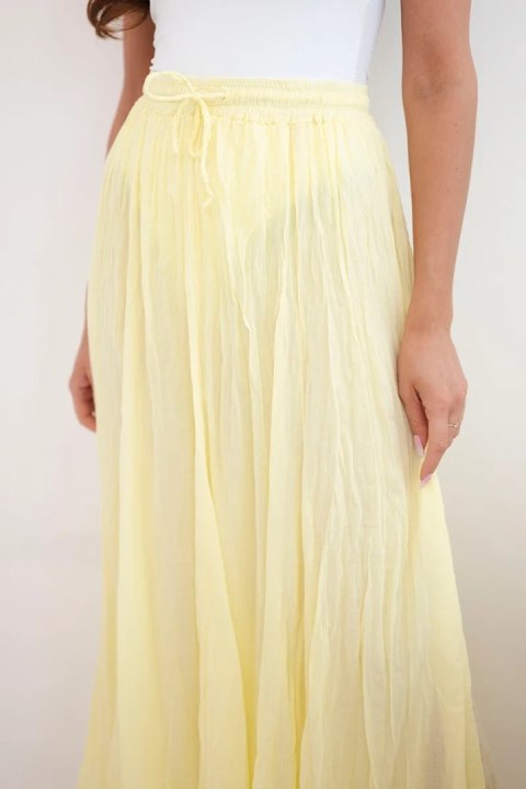 Spódnica damska maxi bawełniana z gumką w pasie żółta
