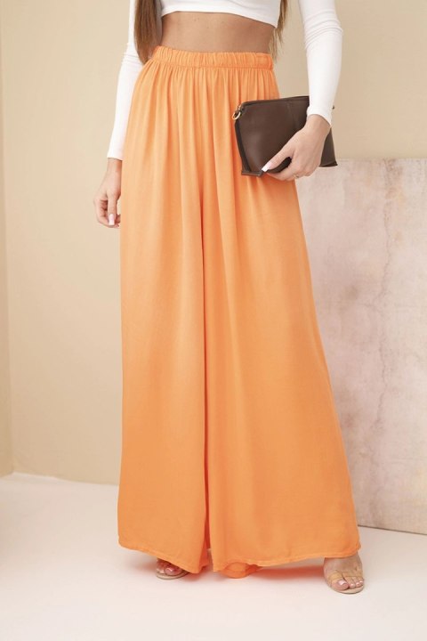 Spodnie damskie wiskozowe szerokie z gumką w pasie pomarańczowe
