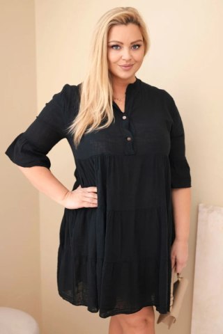 Sukienka damska bawełniana Plus Size z falbanami czarna