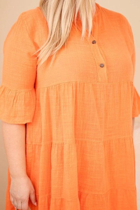 Sukienka damska bawełniana Plus Size z falbanami pomarańczowa