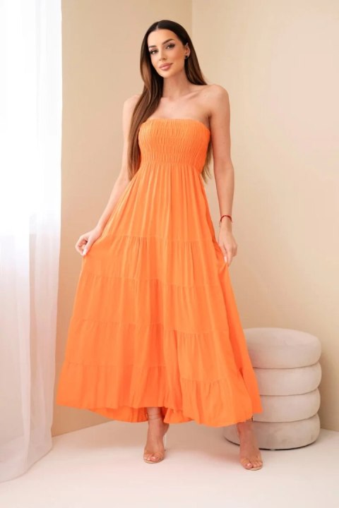 Sukienka damska wiskozowa z elastyczną górą pomarańczowa