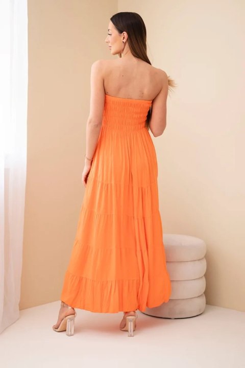 Sukienka damska wiskozowa z elastyczną górą pomarańczowa