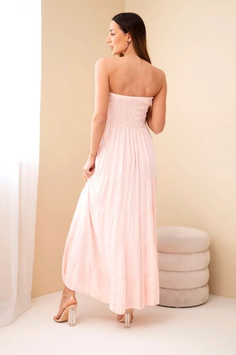 Sukienka damska wiskozowa z elastyczną górą pudrowy róż