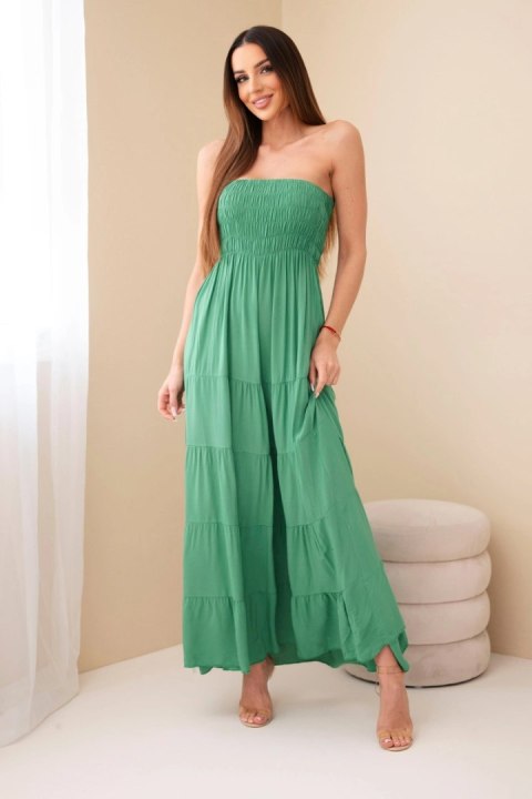Sukienka damska wiskozowa z elastyczną górą zielona