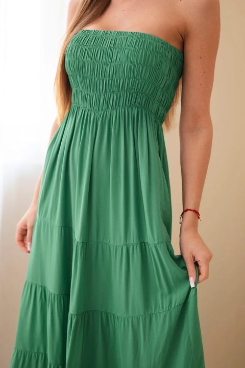 Sukienka damska wiskozowa z elastyczną górą zielona