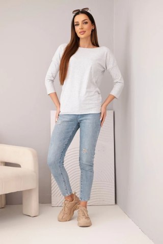 Bluzka damska z dekoltem w łódkę jasno szara