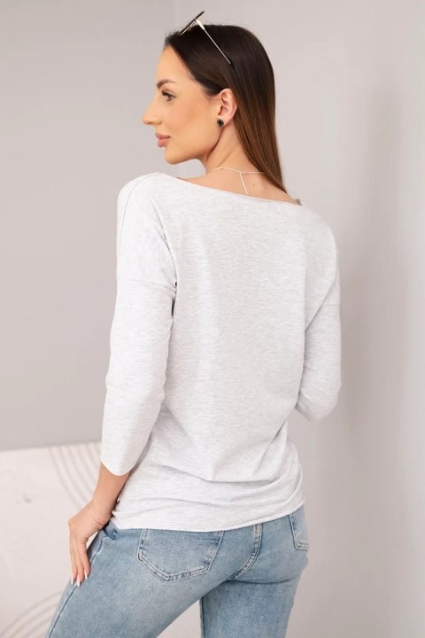 Bluzka damska z dekoltem w łódkę jasno szara