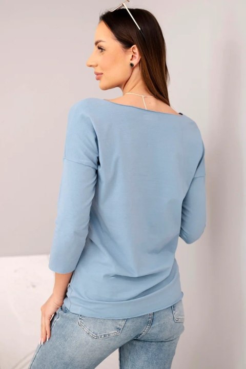 Bluzka damska z dekoltem w łódkę jeansowa