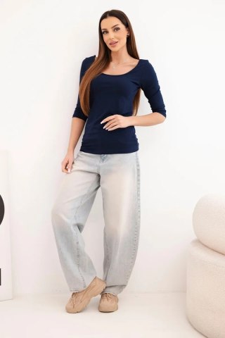 Bluzka okrągły dekolt granatowa
