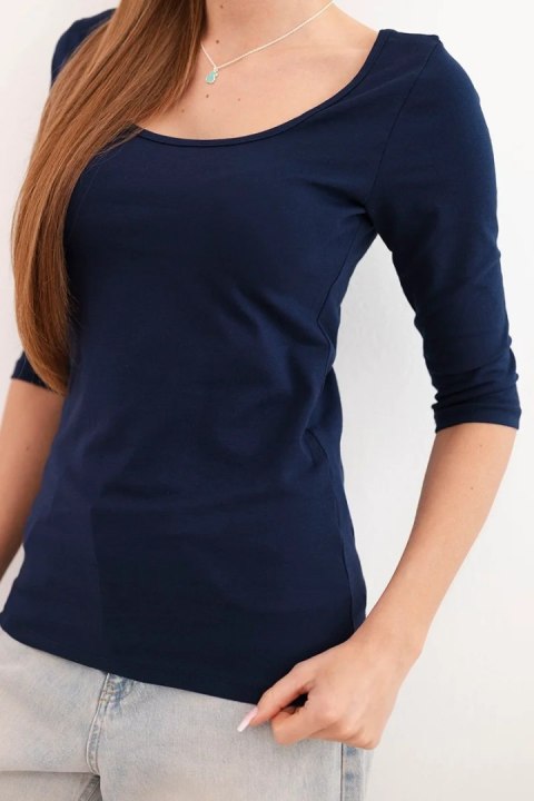 Bluzka okrągły dekolt granatowa