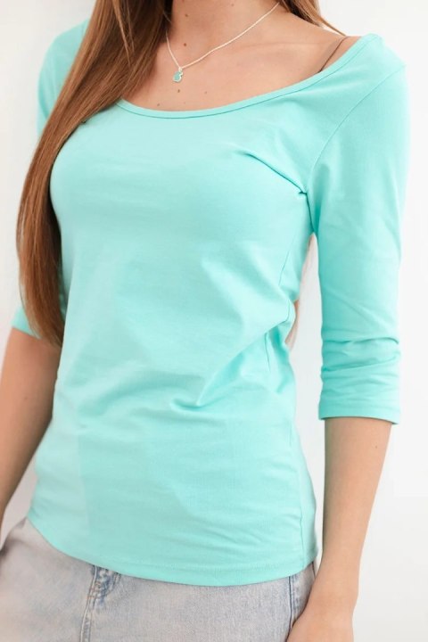 Bluzka okrągły dekolt miętowa
