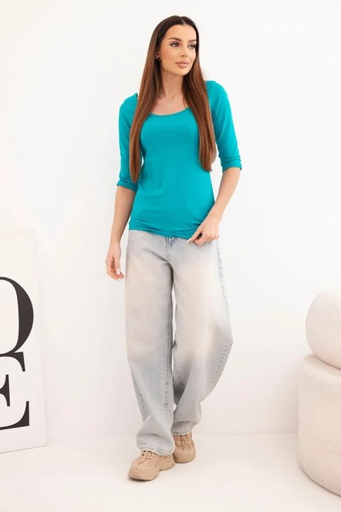 Bluzka okrągły dekolt morska