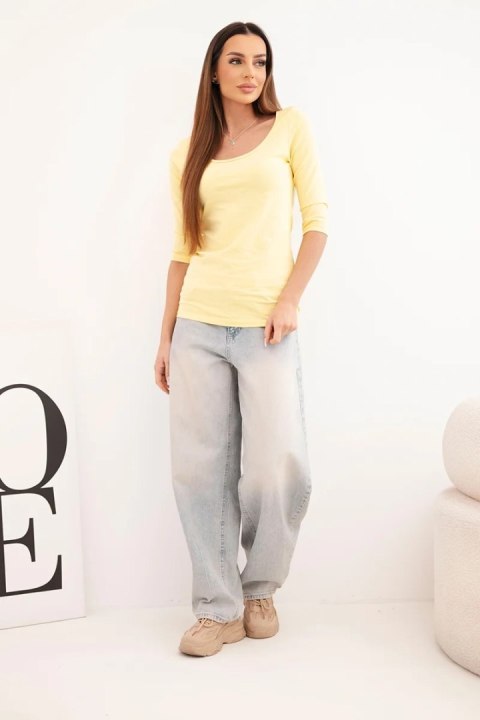 Bluzka okrągły dekolt żółta