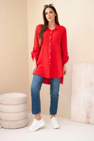 Koszula bawełniana muślinowa Plus Size jasno borodowa