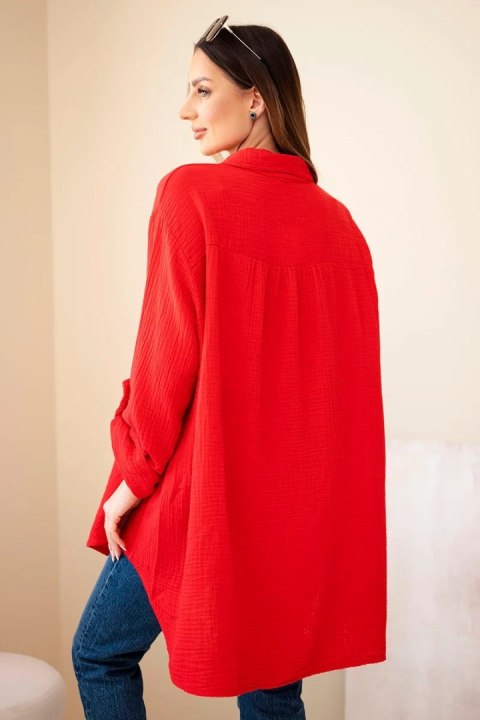 Koszula bawełniana muślinowa Plus Size jasno borodowa