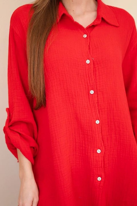 Koszula bawełniana muślinowa Plus Size jasno borodowa