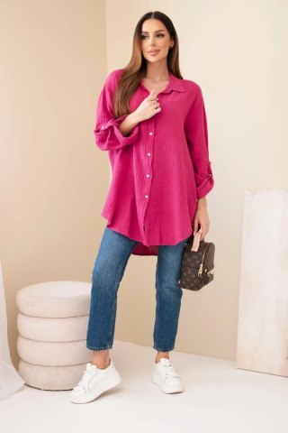 Koszula bawełniana muślinowa Plus Size śliwkowa