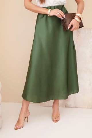 Spódnica damska wiskozowa rozkloszowana khaki