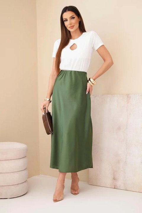 Spódnica damska wiskozowa rozkloszowana khaki