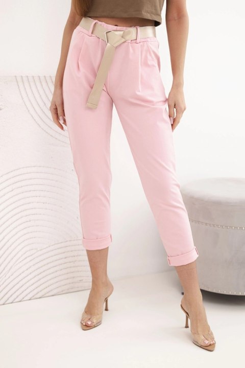 Spodnie Punto z paskiem jasno różowe