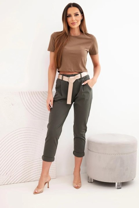 Spodnie Punto z paskiem khaki