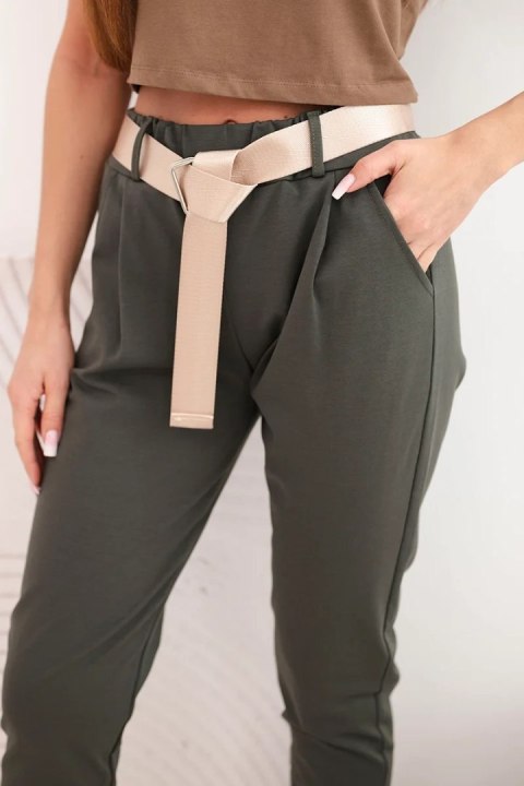 Spodnie Punto z paskiem khaki