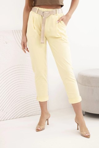 Spodnie Punto z paskiem żółte