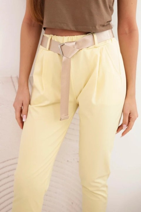 Spodnie Punto z paskiem żółte