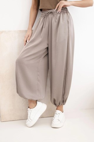 Spodnie damskie szerokie z gumką w pasie i wiązaniem typu alladynki fango