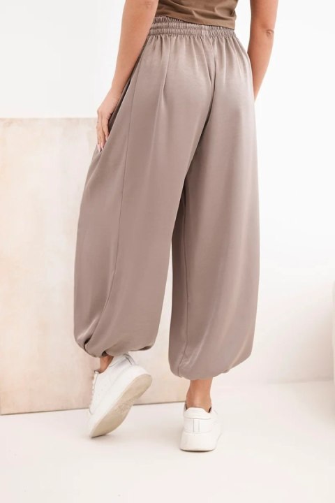 Spodnie damskie szerokie z gumką w pasie i wiązaniem typu alladynki fango