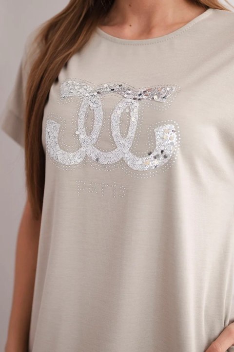 Sukienka damska wiskozowa z krótkim rękawem i ozdobnym nadrukiem fango