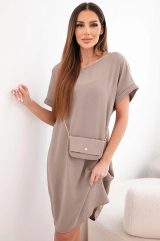 Sukienka damska z krótkim rękawem i torebką na łańcuszku fango