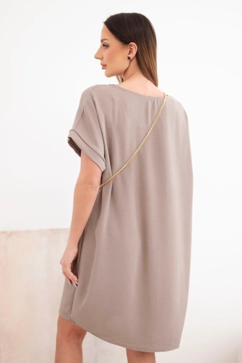 Sukienka damska z krótkim rękawem i torebką na łańcuszku fango