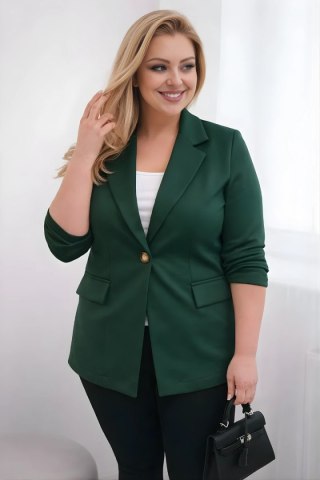 Marynarka damska z wiskozy Plus Size z długim rękawem i kołnierzem ciemno zielona