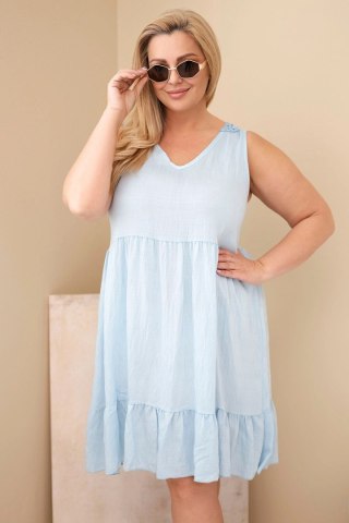 Sukienka damska Plus Size wiskozowa z koronką bez rękawów niebieska