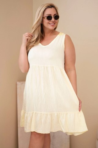 Sukienka damska Plus Size wiskozowa z koronką bez rękawów żółta