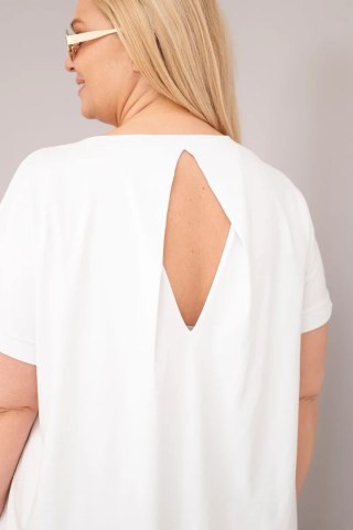 Bluzka damska Plus Size bawełniana z krótkim rękawem biała