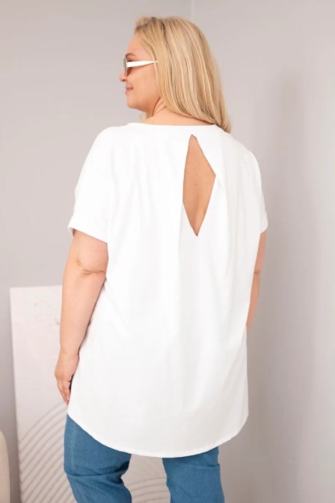 Bluzka damska Plus Size bawełniana z krótkim rękawem biała