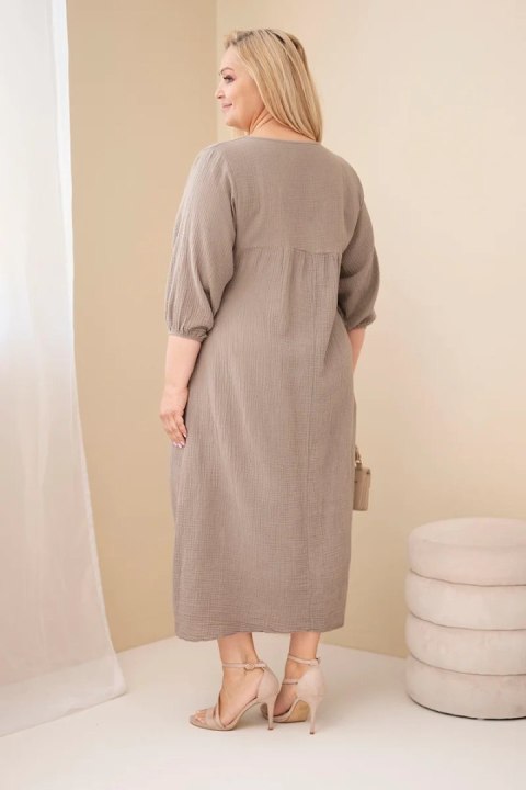 Sukienka damska Plus Size bawełniana muślinowa z dekoltem V fango