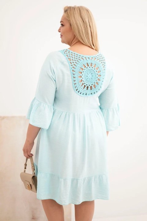 Sukienka damska Plus Size wiskozowa z ażurowym zdobieniem miętowa