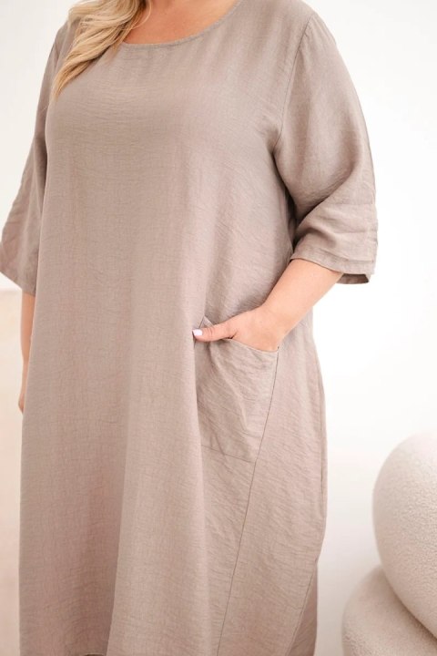 Sukienka damska Plus Size wiskozowa z kieszeniami krótki rękaw fango