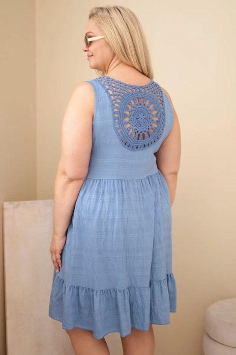 Sukienka damska Plus Size wiskozowa z koronką bez rękawów jeansowa