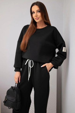 Komplet damski masełko bluza + spodnie czarny