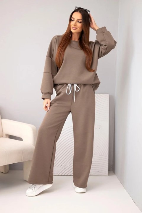 Komplet damski masełko bluza + spodnie mocca